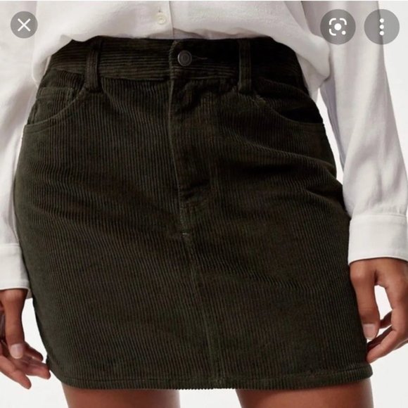 Aritzia Wilfred Free Olive Green Corduroy Mini Skirt Size 0 - Picture 3 of 9